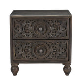 Indian Hand Carved Solid Wooden Bedside Table 02
